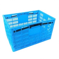 Caisse en plastique perforée empilable de qualité alimentaire, personnalisée, bleue, pour l'agriculture, réutilisable, pour le stockage des fruits et légumes