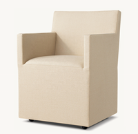 ELLISON Chaise de salle à manger de style américain moderne Accoudoir Housse en tissu de lin Fauteuils de sol pour table à manger