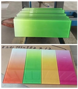 Usine directement <span class=keywords><strong>verre</strong></span> trempé laminé dégradé décoratif imprimé cannelé coloré de haute qualité - Product Image 2