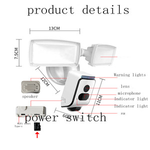 Không thấm nước đèn pha cam có dây cộng với với chuyển động kích hoạt 1080p HD video wifi thông minh năng lượng mặt trời ngoài trời Đèn pha Camera An Ninh - Product Image 3