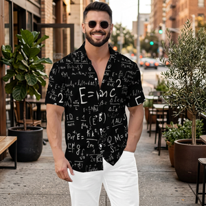 Camiseta informal de punto para hombre con estampado de ecuaciones matemáticas, diseño de letras, estilo veraniego, anti-bolitas, regalo para amantes de la ciencia - Product Image 3