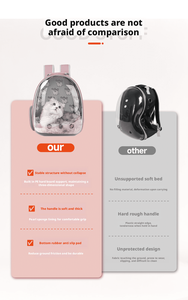 <span class=keywords><strong>Sac</strong></span> à <span class=keywords><strong>dos</strong></span> panoramique transparent pour chat et chien en PC Oxford classique |   Capsule pour animaux de compagnie pliable, respirante, légère, portable, avec fermeture éclair - Product Image 6