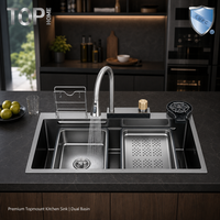 Évier de cuisine rectangulaire moderne en acier inoxydable brossé, à encastrer, fait main, design multifonctionnel, durable et résistant à la rouille