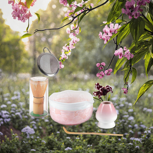 Ensemble de bols à matcha et porte-chasen en céramique zen asiatique Wild Mountain Dehua, avec accessoires pour le fouettage du thé et outils de battement, effet de four changeant de couleur - Product Image 3