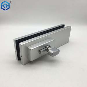 Serrure inférieure en aluminium argenté pour porte en verre - Product Image 4