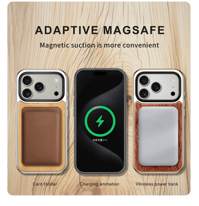 เคสโทรศัพท์ Laudtec รุ่นหรูหรา ลายไม้ พร้อมแม่เหล็ก สำหรับ iPhone 17 16 15 Pro Max  พร้อมที่ยึดเลนส์ในตัวและขาตั้ง - Product Image 3