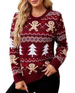 Femmes rouge chandails de noël <span class=keywords><strong>pull</strong></span> drôle renne flocon de neige <span class=keywords><strong>pull</strong></span> à manches longues pulls noël col rond tricoté <span class=keywords><strong>pull</strong></span> hiver - Product Image 1