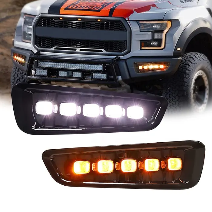 Raptor Lampu Kabut dengan Lampu Sein LED, Lampu Kabut Menyala Siang Hari Warna Putih