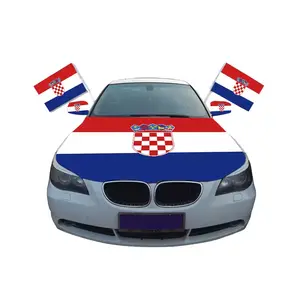 Latest Customization High Quality Print Polyester Spandex Croatia Car Hood Cover Flag For Match Cheering