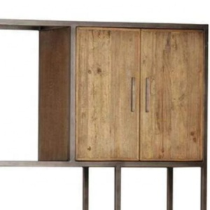 Mueble de Pared Tradicional para Sala de Estar con Estructura de Acero y Madera de Olmo Reciclado y Roble Quemado Medio - Product Image 2