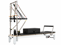 Reformer Cadillac demi-cercle en aluminium personnalisable (logo et couleur) avec design pliable et réglable pour studio de Pilates et de bien-être portable
