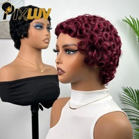 Perruques en cheveux humains coupe pixie en gros, pré-épilées, en cheveux vietnamiens bruts, bouclées, sans colle, fabriquées à la machine pour femmes noires