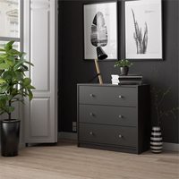 3 pièces ensemble de 2 commodes et 6 tiroirs commode Double-noir meubles de chambre à coucher