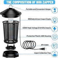 Bug Zapper trampas para moscas al aire libre para interiores con potente bombilla en forma de H impermeable Fly Zapper matamosquitos eléctrico