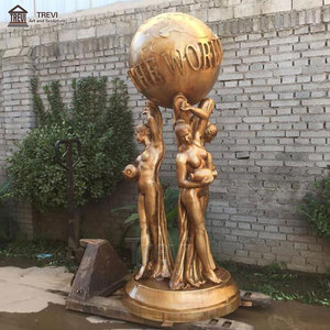 Statua in Bronzo 'Il <span class=keywords><strong>Mondo</strong></span> è Tuo' con Tre Donne che Hanno il Globo in Mano, Scultura da Giardino, Produttore all'Ingrosso, Personalizzazione OEM - Product Image 6