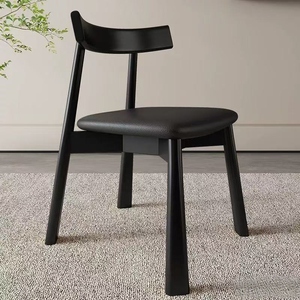 Chaises de Table à manger en bois massif nordique chaises de négociation de café d'hôtel minimaliste italien chaises de salle à manger rembourrées - Product Image 3