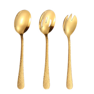 Cuillère de service en acier inoxydable martelé, grande cuillère ajourée pour salade et légumes, idéale pour les buffets d'hôtel et les vaisselles communes - Product Image 5