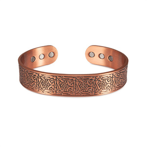 Fábrica al por mayor dos dragón ancho cambiable cobre puro brazalete vikingo cobre moda pulsera para hombres - Product Image 6