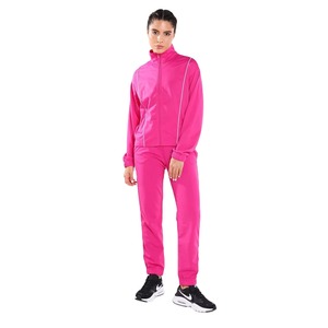 Women's <b>Pink</b> Full Zip <b>Tracksuit</b> Set Knitted Polyester Sporty Casual Two Piece Solid Color All Seasons Wear - Product Image 1
