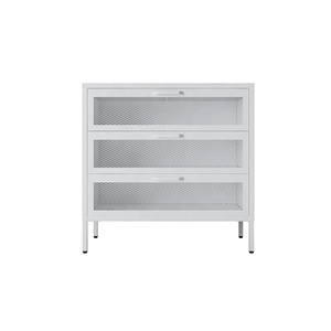 Moderno Mueble Metálico con Puerta de Malla y 3 Cajones, Gabinete de Hierro Bizoe DR-06, Mueble para el Hogar, Sala de Estar, Dormitorio, Hotel - Product Image 1