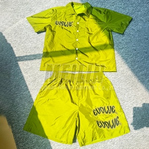 High Quality Summer Wear <b>Mens</b> Clothing Embroidered <b>Patch</b> Set Lightweight Green Luxury Nylon Two Piece Breaker <b>Short</b> Sets for <b>Men</b> - Product Image 2