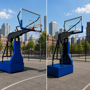 Panier de <span class=keywords><strong>basket</strong></span> portable hydraulique manuel <span class=keywords><strong>avec</strong></span> panneau en verre trempé, support de <span class=keywords><strong>basket</strong></span> mobile pour terrains de sport intérieurs et extérieurs - Product Image 2