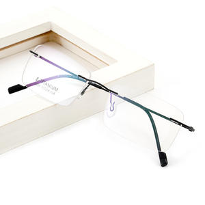 แว่นสายตากรอบแว่นสายตาแบบไม่มีขอบทำจากไทเทเนี่ยมแท้แว่นตากันแสงสีฟ้าป้องกันด้วยลวดลายสัตว์ที่เป็นเอกลักษณ์ - Product Image 1