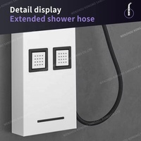 Panneau de douche mural thermostatique en céramique brossée avec jets de massage corporel, douche de pluie, douchette à main douce et bec de baignoire