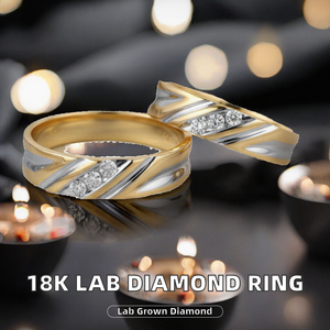Bague de fiançailles et de mariage personnalisée en or jaune 18 carats plaqué argent avec diamant de laboratoire IGI 7 carats taille brillant, style bohème à 4 griffes, unisexe - Product Image 2