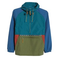 Veste à capuche en nylon personnalisée 2026, veste légère à demi-zip, coupe-vent pour homme, veste à quart de zip bicolore