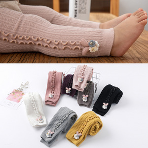 Venta al por Mayor de Pantalones de Bebé con Volantes Laterales a la Moda, Lindos Accesorios de Conejo, Tejidos de Algodón Suave, Leggings para Niñas - Product Image 1