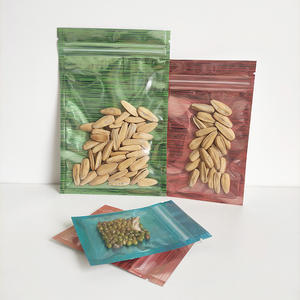 Sac refermable <span class=keywords><strong>plat</strong></span> à trois côtés, petit, mini, <span class=keywords><strong>de</strong></span> qualité alimentaire, avec motif <span class=keywords><strong>de</strong></span> rayures sur le devant et dos transparent - Product Image 2