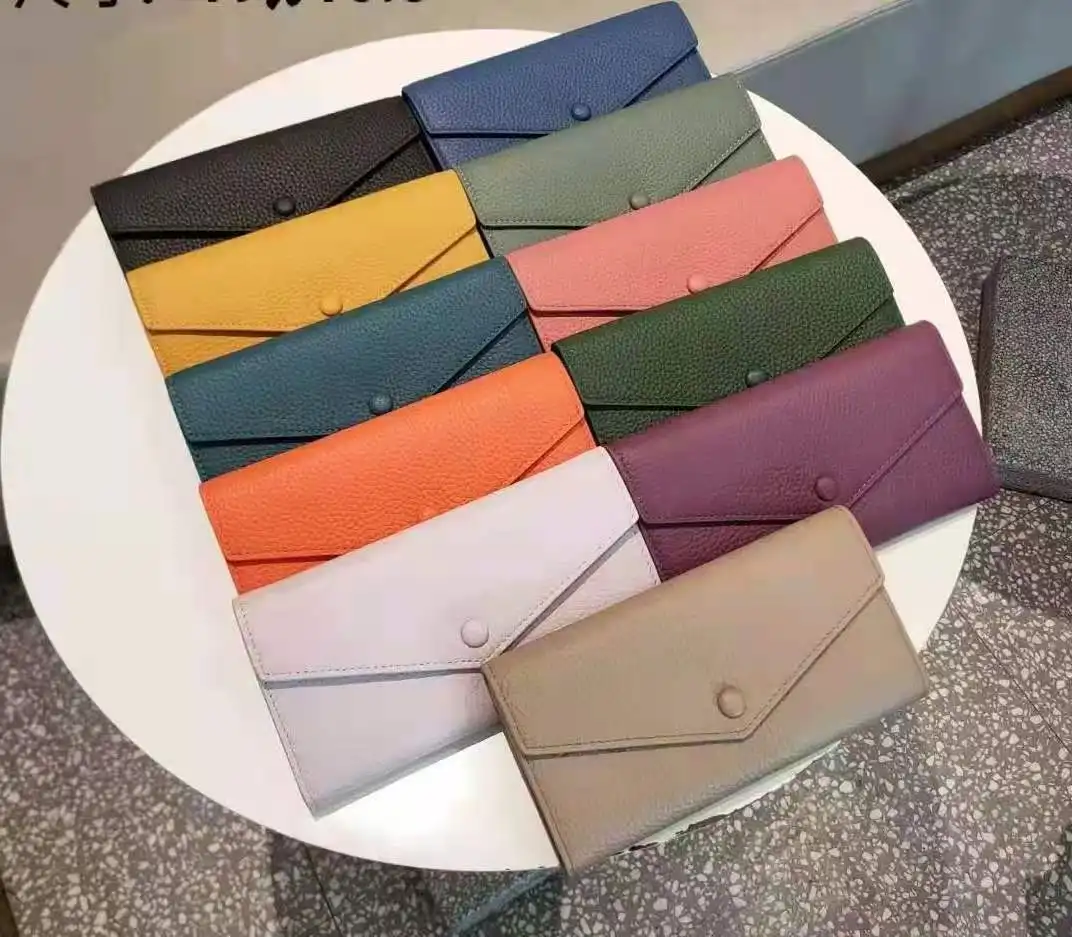 Custom genuine leather long wallet designer ladies phone wallet women purses