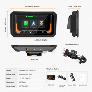 จอแสดงผลดิจิตอล Bestsonic ขนาด 6.25 นิ้ว สำหรับมอเตอร์ไซค์ รองรับ CarPlay ช่วยเพิ่มความปลอดภัยในการขับขี่ <span class=keywords><strong>ใช้</strong></span>งานได้กับมอเตอร์ไซค์ส่วนใหญ่ เครื่องนำทางแบบพกพาสำหรับมอเตอร์ไซค์ - Product Image 6