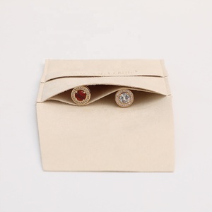 Pochette à bijoux en microfibre ivoire PUPPYSEW 8*8cm, pochette en velours de haute qualité pour emballage de bijoux, sac pour collier, bague, boucles d'oreilles - Product Image 2