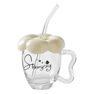 Nouvelle tasse à eau au design élégant pour couple, en verre, avec paille, pour bureau, café et petit-déjeuner - Product Image 1