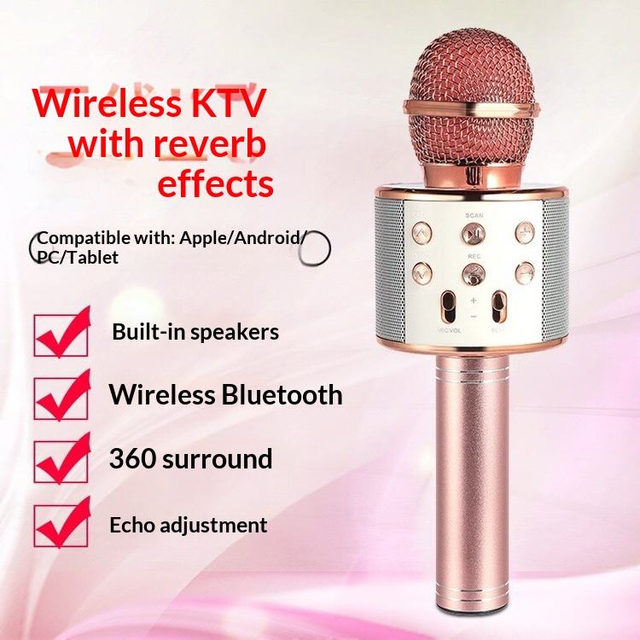 WS858 Mobile Phone Karaoke Treasure Family KTV Wireless Cardioid Condenser Microphone Children Audio Integration