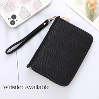 Best-seller, portefeuille zippé en cuir Epi de luxe, 27 couleurs, A7, organiseur d'argent, bracelet, logo personnalisé, accessoire de feuille volante