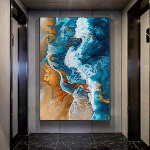 Tóm tắt cảnh biển bức tranh biển bãi biển tác phẩm nghệ thuật 3D lớn vải tường nghệ thuật trang trí - Product Image 1