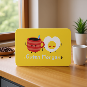 Tabla de desayuno Good Morning Pack Of 5 con diseño de café y huevo amarillo Guten Morgen - Product Image 2