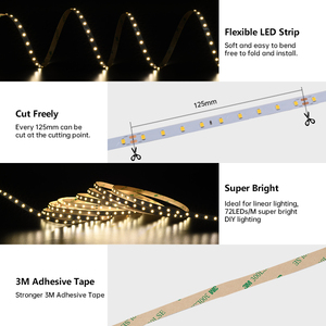 Bande lumineuse LED de haute efficacité, qualité lumineuse élevée, 72 LED, super brillante, 24V, blanc chaud naturel, SMD 2835 - Product Image 3