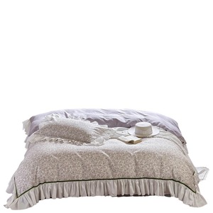 Juego de Ropa de Cama de Algodón Estilo Francés para Niñas, 4 Piezas, Estampado Floral, con Volantes, Estilo Princesa, Funda de Edredón de Algodón Puro, Sábanas para Uso Doméstico - Product Image 4