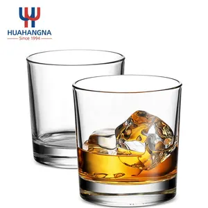 Whiskey Glass Engraved HUAHANGNA Custom Engrave Old Fashioned Round Heavy Base Crystal Glass Cocktail Whiskey Glasses For Whisky Bar Party