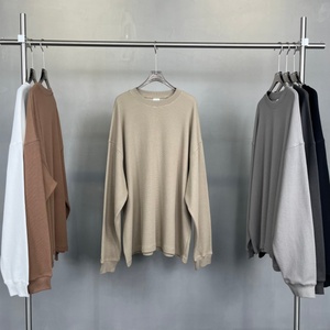 T-shirt décontracté à manches longues pour homme en velours côtelé respirant 330 grammes, 100 % coton, séchage rapide, anti-plis, vierge - Product Image 2