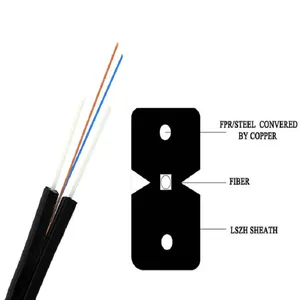 Cabo óptico gjxfh/gjxfh ftth, cabo com dois fios de aço, tipo arco, fibra óptica, para uso interno