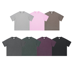 Camisetas sólidas Vintage para hombre, gráfico personalizado de gran tamaño, lavado ácido desgastado, hombro caído de punto - Product Image 2