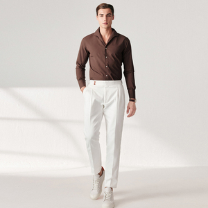 Camicia Elegante da Uomo di Alta Gamma con Colletto Unico, Stile Italiano, a Maniche Lunghe, Traspirante, Antipiega, Tinta in Capo, per Banchetti e Matrimoni - Product Image 5