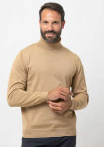 Pulls beiges confortables à col rabattu et à manches longues, coupe droite, de grande qualité pour l'exportation - Product Image 2