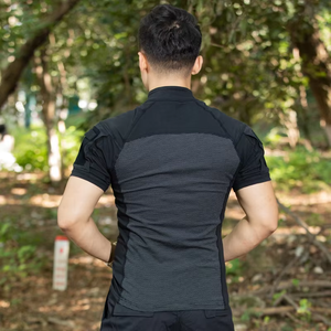 Commercio all'ingrosso della fabbrica dello sviluppo all'aperto dell'abbigliamento del camuffamento della manica corta della tuta nera di addestramento tattico della tuta - Product Image 6