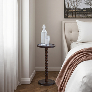 <span class=keywords><strong>Table</strong></span> d'appoint vintage en bois massif avec perles, petite <span class=keywords><strong>table</strong></span> basse ronde, <span class=keywords><strong>table</strong></span> d'appoint pour salon, <span class=keywords><strong>table</strong></span> de rangement pour chambre à coucher - Product Image 4